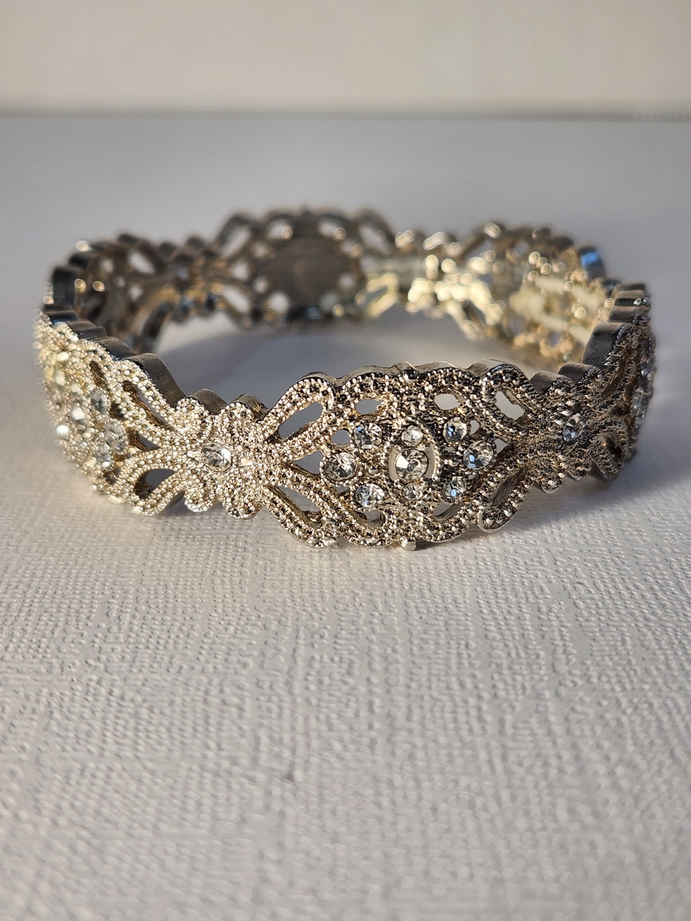 VTG Silver Expandable Wide Filigree Bracelet